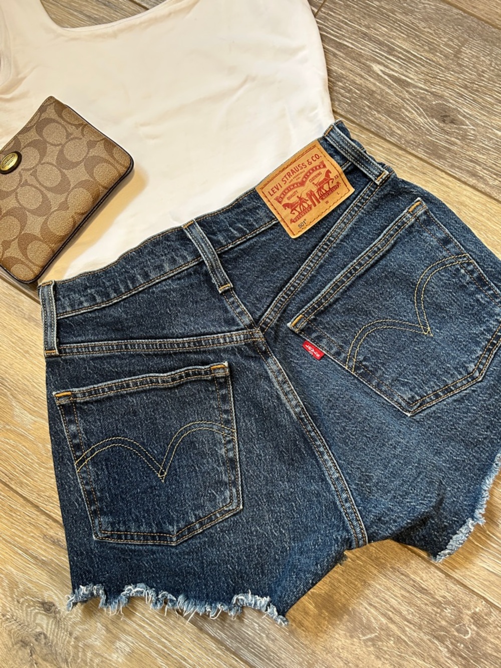 Levi's Indigo Denim Cutoff Shorts with Frayed Hem